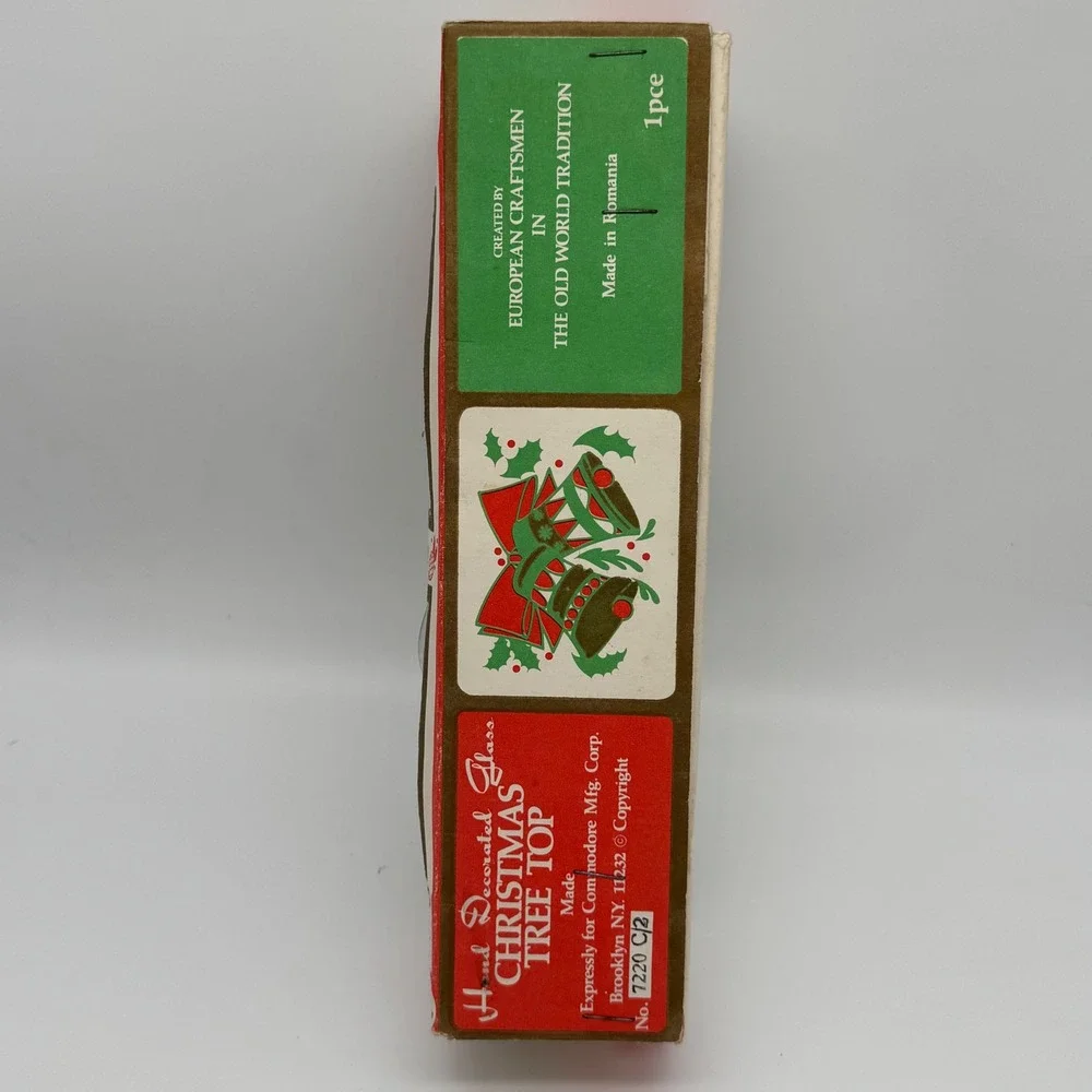 Vintage Commodore Glass Christmas Tree Topper Pink Triple Indent Romania  7220
